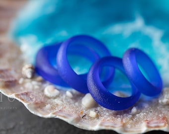 Cobalt Blue Sea Glass Ring: Beach Boho Jewelry