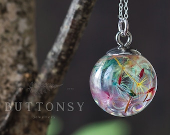 Fairy Necklace / Bubble Rainbow Dandelion / Dandelion Necklace / Bubble Jewelry / Faerie Jewellery / Gifts for Her / Resin Necklace