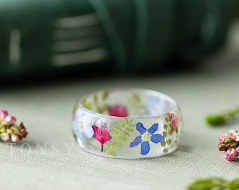English Wildflower Resin Ring