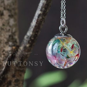 Fairy Necklace / Bubble Rainbow Dandelion / Dandelion Necklace / Bubble Jewelry / Faerie Jewellery / Gifts for Her / Resin Necklace