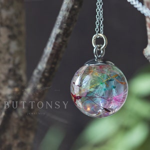 Fairy Necklace / Bubble Rainbow Dandelion / Dandelion Necklace / Bubble Jewelry / Faerie Jewellery / Gifts for Her / Resin Necklace image 3