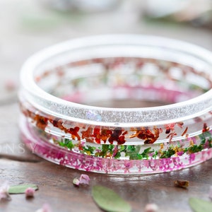 Flowers / Four Seasons / Resin Bangle / Stacking Bangles / Gifts for Her / Whimsical / Resin Jewelry / Autumn / Winter / Spring / Summer