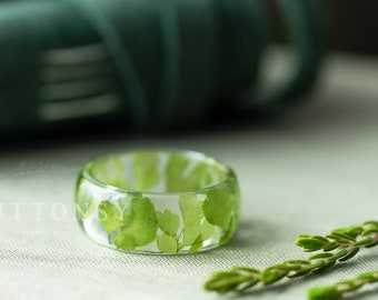Frauenhaarfarn Ring aus Resin