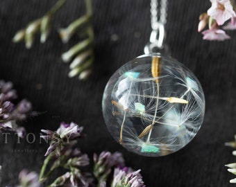 Real Opal Dandelion Necklace / Dandelion Seed Necklace / Raw Opal Necklace / Dandelion Necklace  / Dandelion Jewelry / handmade jewelry