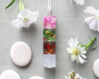 Four Seasons Fidget Necklace | Real Pressed and Dried Flowers Jewelry