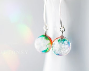 Rainbow and Cloud Earrings / Nature Jewelry / Resin Jewellery / Clouds Necklace / Cloudy Sky / Whimsical Jewelry