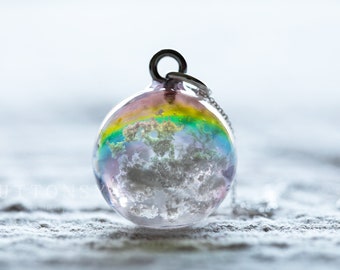 Daydreaming Iridescent Clouds Resin Pendant