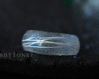 Four Seasons Winter Ring / Opal Thread / Snow Ring / Winter Jewelry / Nature Jewellery / Resin Ring / Glitter Ring / Whimsical Ring