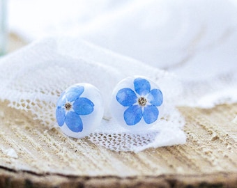 Real Pressed Forget-Me-Not Earring Posts