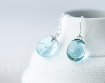 Dandelion Wish Earrings / Water Droplet / Dandelion Earrings / Dandelion Seed Earrings / Dandelion / Resin Earrings / Dandelion Jewelry