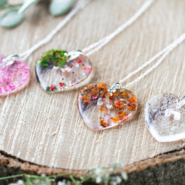 Real Flower Necklace / Four Seasons Set / Spring Summer Autumn Winter / Birthday Gifts / Gifts for Her / Resin Necklace / Resin Jewelry