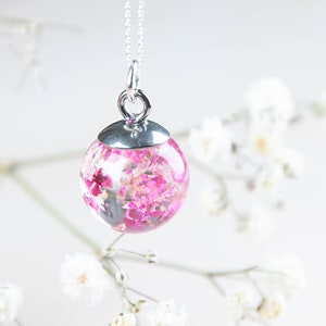 Tiny silver necklace  - four seasons, trees, flowers, apple