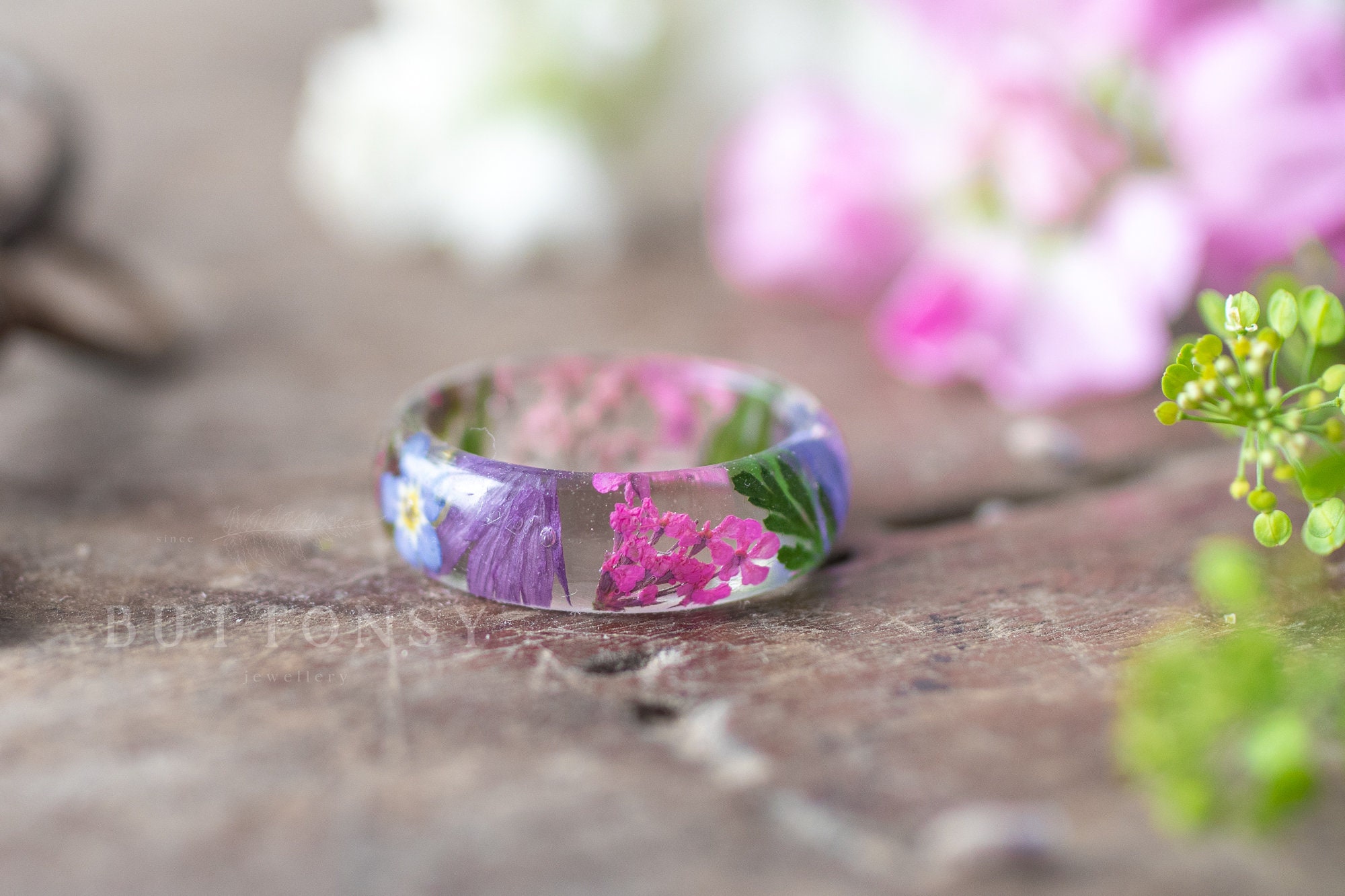 Real Flower Ring Wildflower Meadow Botanical Jewellery Etsy