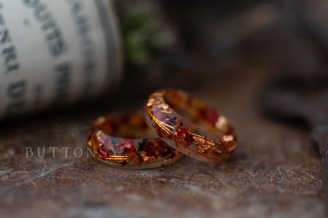 Autumn Ring Fall Leaves Ring Four Seasons Botanical Etsy