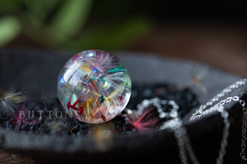 Fairy Necklace / Bubble Rainbow Dandelion / Dandelion Necklace / Bubble Jewelry / Faerie Jewellery / Gifts for Her / Resin Necklace image 4