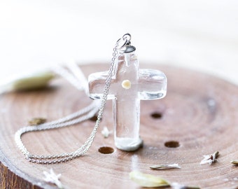 Mustard Seed Cross Necklace: Christian Gift | Easter Jewelry
