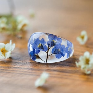Forget me Nots Ring / Chunky Ring / Something Blue / Botanical Jewellery / Pressed Flower Ring / Nature Jewellery / Handcrafted Ring