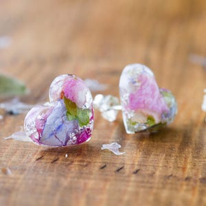 Real Flower Earrings / Wildflower Pastels / Sterling Silver / Botanical Jewellery / Pressed Flowers / Nature Jewellery / Resin Earrings image 3