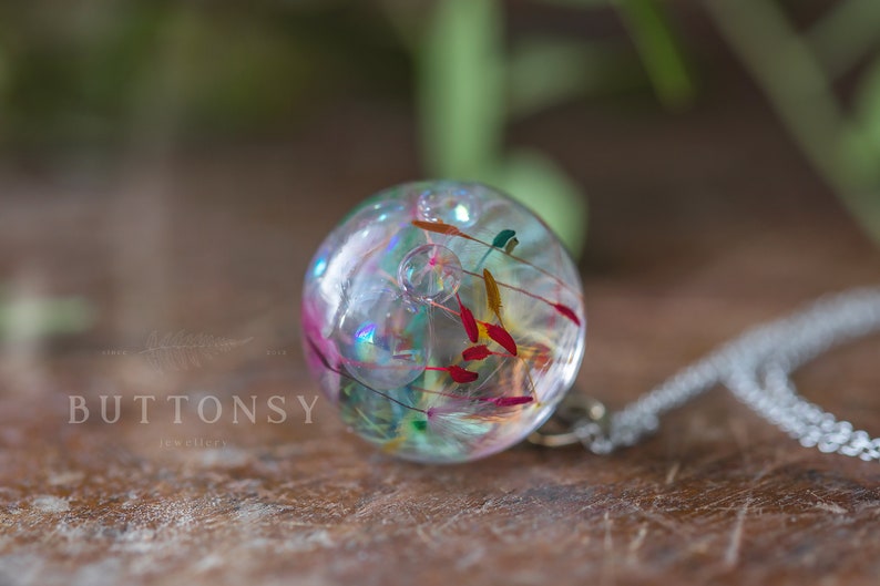 Fairy Necklace / Bubble Rainbow Dandelion / Dandelion Necklace / Bubble Jewelry / Faerie Jewellery / Gifts for Her / Resin Necklace image 5