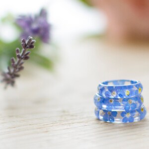 Real Flower Ring / Forget me Nots / Botanical Jewelry / Something Blue / Pressed Flower Ring / Nature Jewellery / Birthday gift / Blue Ring image 3