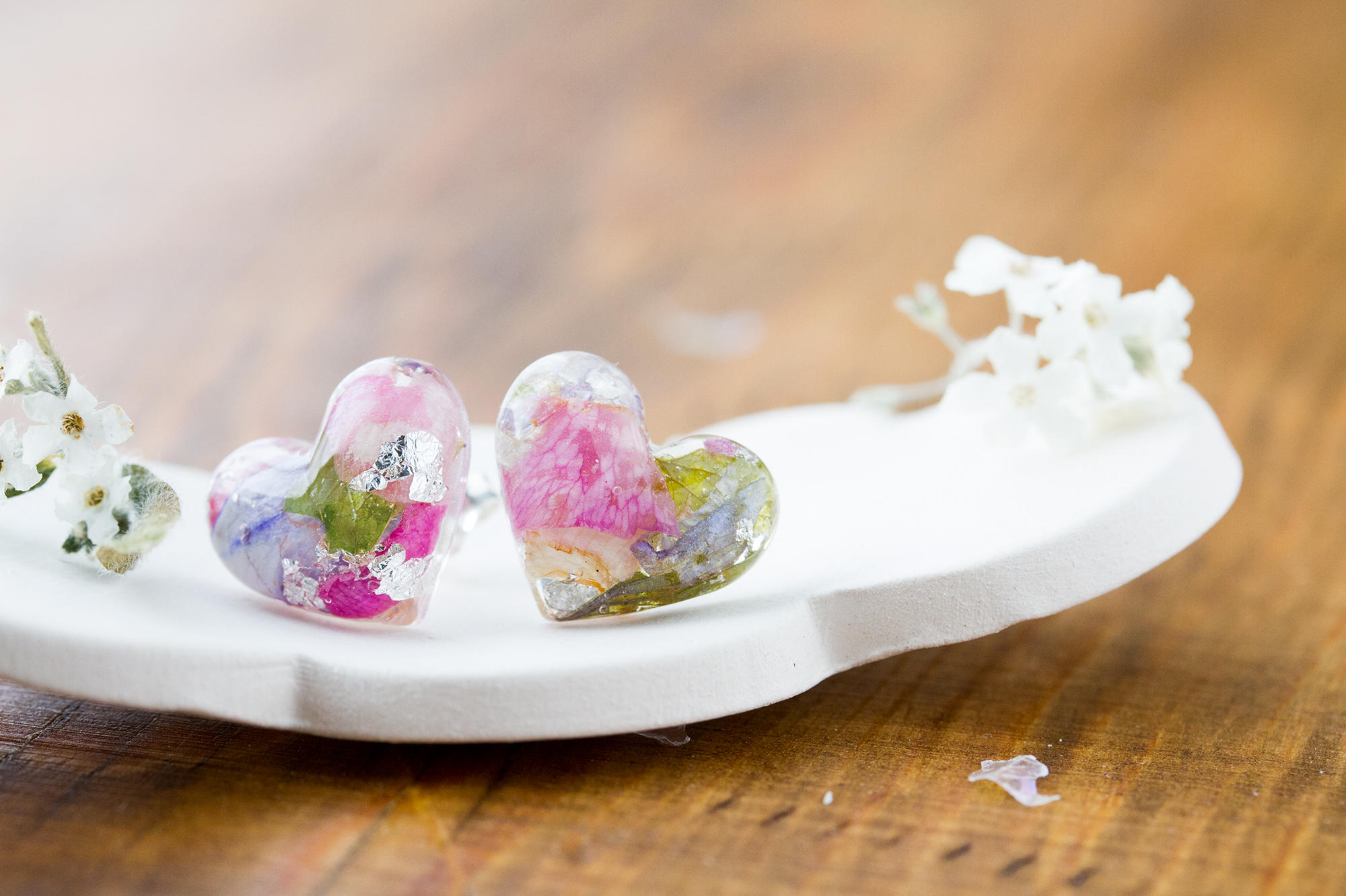 Real Flower Earrings / Wildflower "Pastels" / Sterling Silver / Botanical Jewellery / Pressed Flowers / Nature Jewellery / Resin Earrings