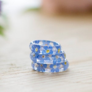 Real Flower Ring / Forget me Nots / Botanical Jewelry / Something Blue / Pressed Flower Ring / Nature Jewellery / Birthday gift / Blue Ring image 4