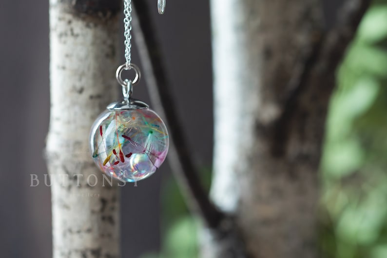Fairy Necklace / Bubble Rainbow Dandelion / Dandelion Necklace / Bubble Jewelry / Faerie Jewellery / Gifts for Her / Resin Necklace image 6