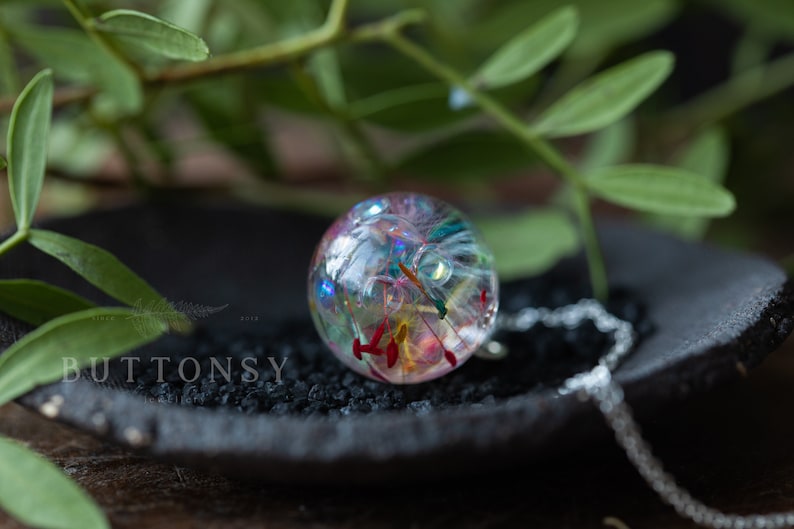 Fairy Necklace / Bubble Rainbow Dandelion / Dandelion Necklace / Bubble Jewelry / Faerie Jewellery / Gifts for Her / Resin Necklace image 8
