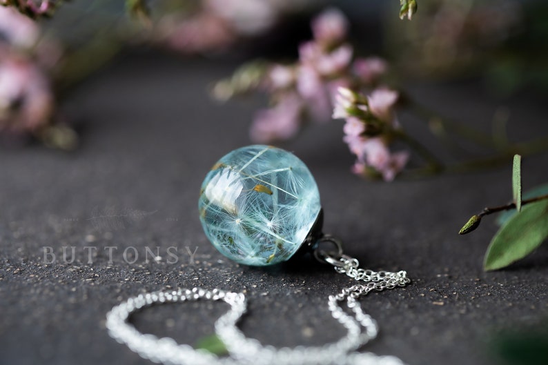 Dandelion Wish Necklace / Water Drop / Dandelion Orb / Dandelion Seed Necklace / Dandelion Necklace / Resin Necklace / Dandelion Jewelry image 7