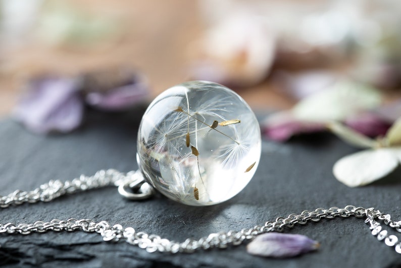 Dandelion Necklace / Dandelion Orb / Dandelion Seed Necklace / Dandelion Necklace / Resin Necklace / Dandelion Jewelry / Resin image 8