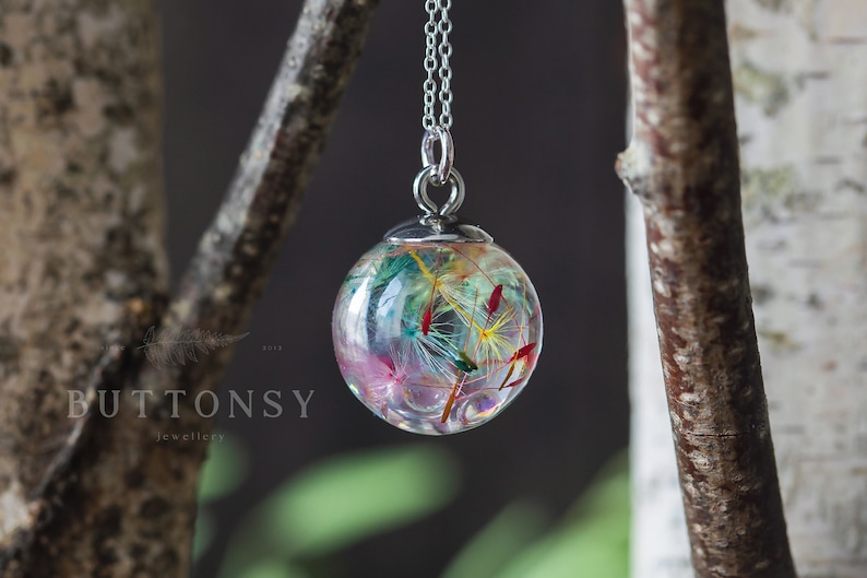 Fairy Necklace / Bubble Rainbow Dandelion / Dandelion Necklace / Bubble Jewelry / Faerie Jewellery / Gifts for Her / Resin Necklace No personalisation