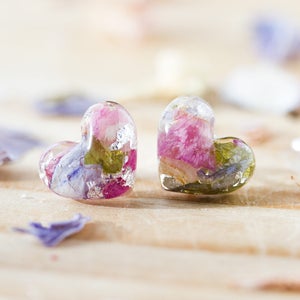 Real Flower Earrings / Wildflower Pastels / Sterling Silver / Botanical Jewellery / Pressed Flowers / Nature Jewellery / Resin Earrings image 5