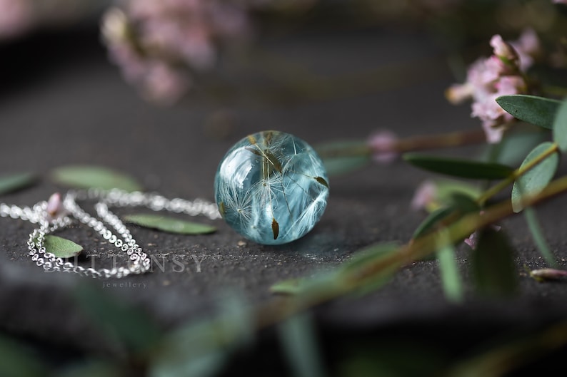 Dandelion Wish Necklace / Water Drop / Dandelion Orb / Dandelion Seed Necklace / Dandelion Necklace / Resin Necklace / Dandelion Jewelry image 2