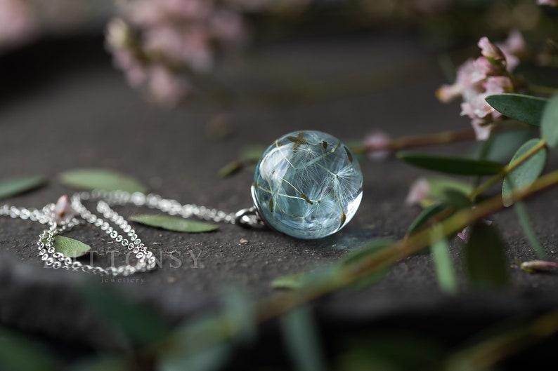 Dandelion Wish Necklace / Water Drop / Dandelion Orb / Dandelion Seed Necklace / Dandelion Necklace / Resin Necklace / Dandelion Jewelry image 8