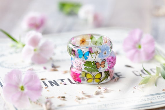 Real Flower Ring: Butterfly Meadow Botanical Jewelry