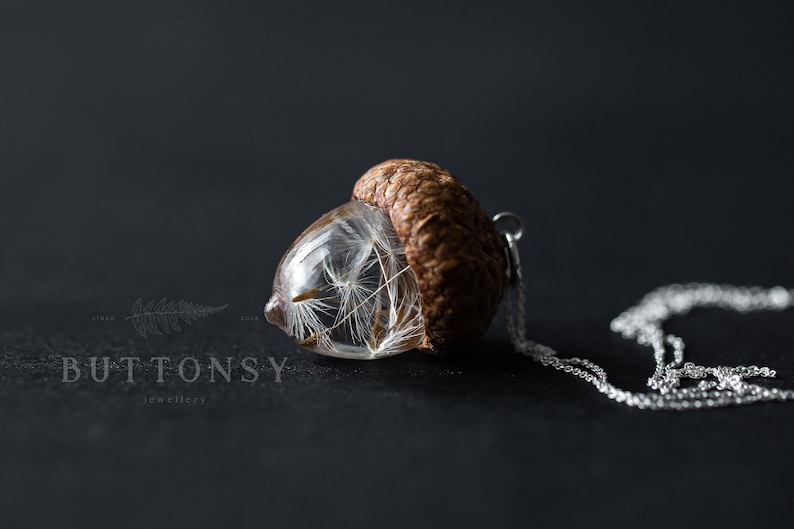 Dandelion Acorn Necklace / Dandecorn / Real Flower Jewellery / Gifts for Her / Dandelion Seed Necklace / Fairy Necklace / Signature Design image 1