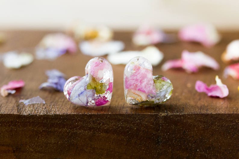 Real Flower Earrings / Wildflower Pastels / Sterling Silver / Botanical Jewellery / Pressed Flowers / Nature Jewellery / Resin Earrings image 8