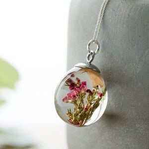 Heather Necklace / Real Flower Necklace / 3D Teardrop Pendant / Resin Necklace / Resin Jewelry / Gifts for Her / Real Flower Jewelry image 3