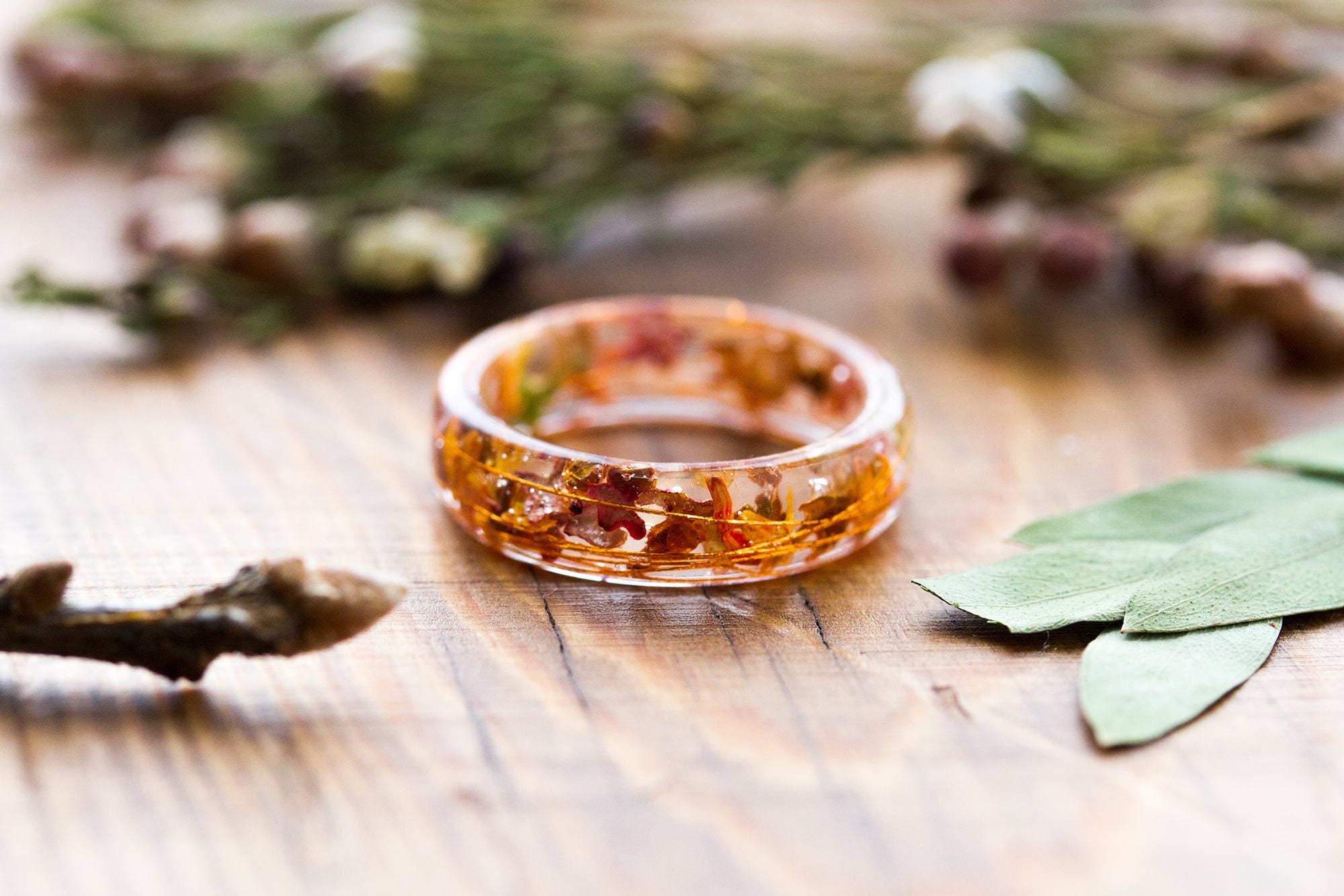 Autumn Ring Fall Leaves Ring Four Seasons Botanical Etsy