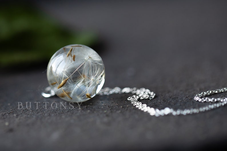 Dandelion Necklace / Dandelion Orb / Dandelion Seed Necklace / Dandelion Necklace / Resin Necklace / Dandelion Jewelry / Resin image 3