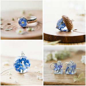 Real Flower Ring / Forget me Nots / Botanical Jewelry / Something Blue / Pressed Flower Ring / Nature Jewellery / Birthday gift / Blue Ring image 5