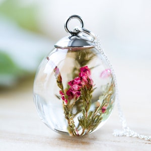 Heather Necklace / Real Flower Necklace / 3D Teardrop Pendant / Resin Necklace / Resin Jewelry / Gifts for Her / Real Flower Jewelry No personalisation