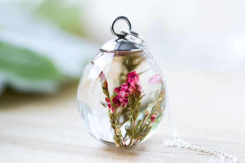 Heather Necklace / Real Flower Necklace / 3D Teardrop Pendant / Resin Necklace / Resin Jewelry / Gifts for Her / Real Flower Jewelry No personalisation