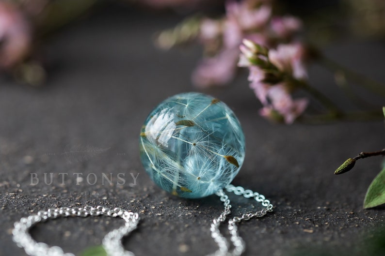 Dandelion Wish Necklace / Water Drop / Dandelion Orb / Dandelion Seed Necklace / Dandelion Necklace / Resin Necklace / Dandelion Jewelry image 5