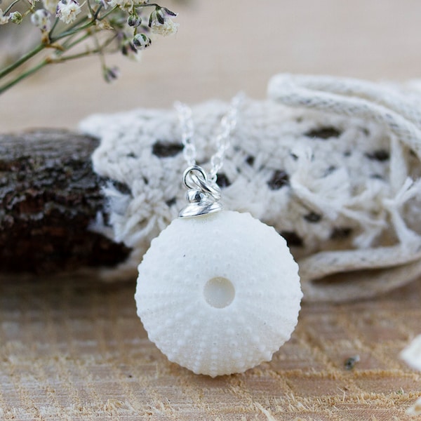 Sea Urchin Necklace / Gifts for Her / Ocean Inspired / Beach Jewellery / White Sea Urchin / Boho Jewelry / Bridal Necklace , Surfer Jewelry