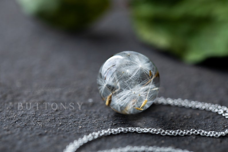 Dandelion Necklace / Dandelion Orb / Dandelion Seed Necklace / Dandelion Necklace / Resin Necklace / Dandelion Jewelry / Resin image 4