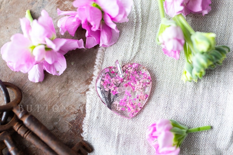 Spring Necklace / Cherry Blossom Necklace / Real Flower Necklace / Gifts for Her / Botanical Jewelry / Pressed Flower Necklace / Sakura image 3