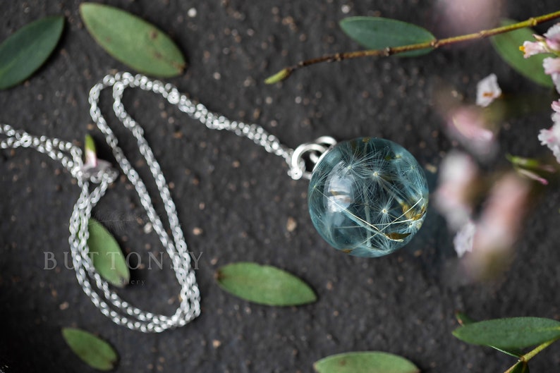 Dandelion Wish Necklace / Water Drop / Dandelion Orb / Dandelion Seed Necklace / Dandelion Necklace / Resin Necklace / Dandelion Jewelry image 3