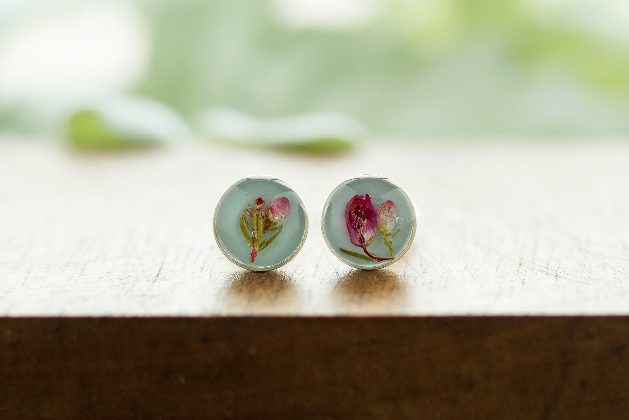 Tiny Real Flower Earrings Baby Blue Rose Earrings | Etsy