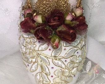Aurora’s Wedding themed decorated pointe shoe. Spelling Beauty Ballet. Ready to Ship!